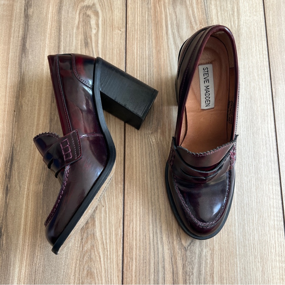 STEVE MADDEN Leather Heeled Loafers